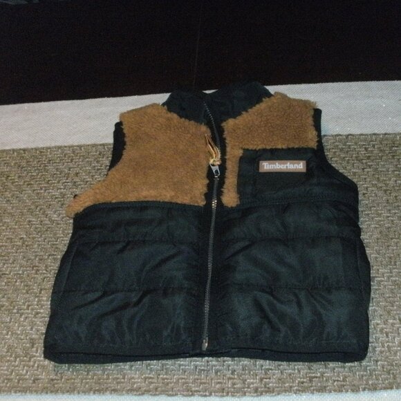 Timberland Other - TIMBERLAND Baby Boy's Size 6-9Months Shearling Puffer Vest Jacket Black Tan